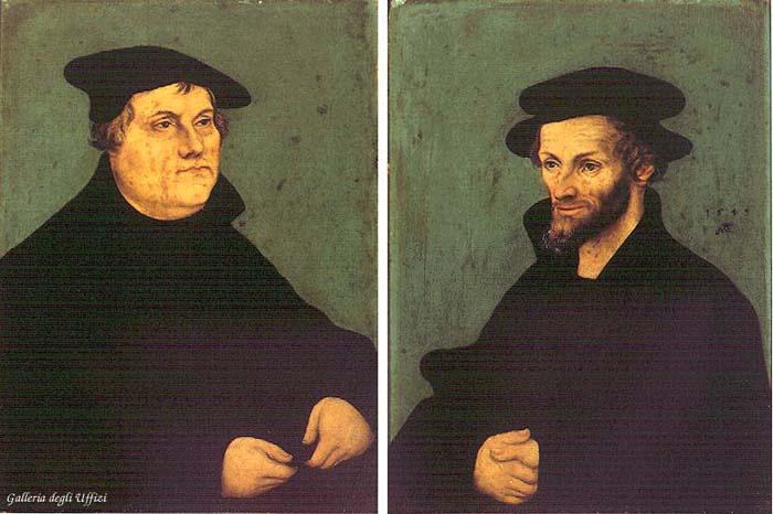 CRANACH, Lucas the Elder Portraits of Martin Luther and Philipp Melanchthon y France oil painting art